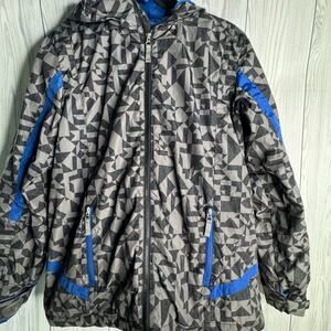 LANDS END Boys Black Grey & Blue Jacket Full Zip Jacket XL 18-20H